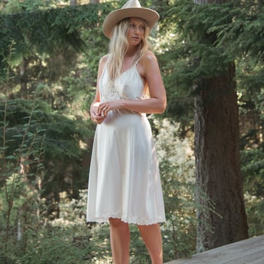 1960's SEARS White Lace Slip Dress | Sheer Nightgown Nightie | Vintage Lingerie 