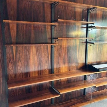 Danish shelving unit mid century wall unit rosewood shelving unit teak shelving system wall unit with rails shelving unit mcm Danish modern 
