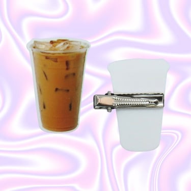 Iced Coffee Hair Clip Latte Cold Brew Barrette 