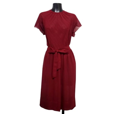 1970s Vintage Route One Dress, Semi Sheer Pinstriped Midi, Flirty Waist Belt Tie, Disco Dancing, Retro Rockabilly, Pinup Girl 