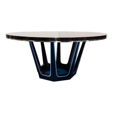 Theodore Alexander Modern Lacquered Zebra Wood Starburst Dining Table as Is