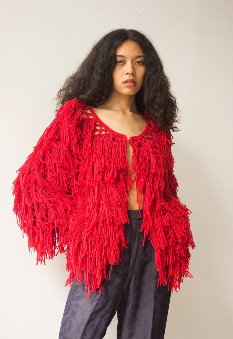 1970s Hand Crocheted Fringe Jacket Wayward Collection Philadelphia Pa 4946