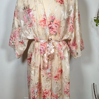 Vintage Floral Robe | Lightweight Elegant Loungewear Wrap | Elegant Dressing Gown | Soft Lounge Wear | Lightweight Kimono Robe | Gifts ideas 