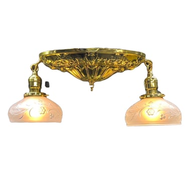 One of Two Polished Brass Pan Two Light #2446 