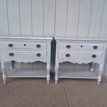 Grey with White Glaze End Table / Nightstand Set