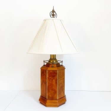 1960s Burl Lamp & Shade 