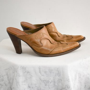 1990s Nine West Cowboy Boot Style Heeled Mules, 7M 