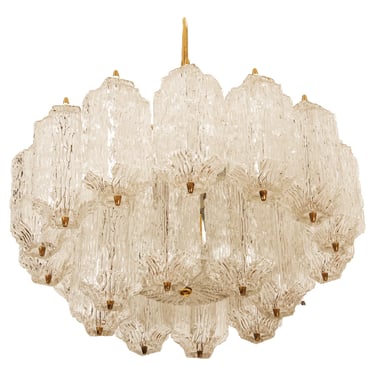 Mid Century Ice Glass Chandelier by Stoelzle Austria 