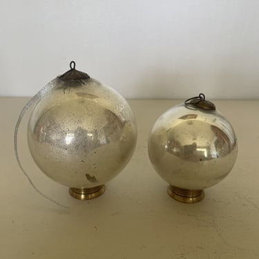 2 Antique German Mercury Glass Kugel Ornaments, German Christmas Ornament, KUGEL BALL, retro Christmas ornaments, 1920s Christmas 