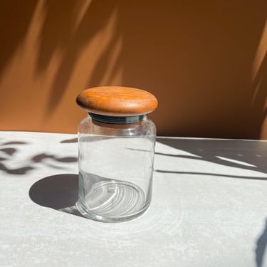Teak Wood Glass Jar