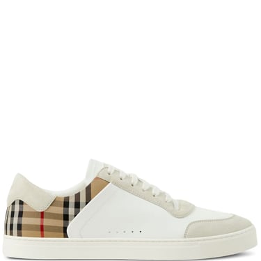 Burberry Men Check And Leather Sneakers