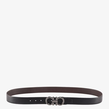 Ferragamo Men Textured Leather Belt With Iconic Gancini Buckle
