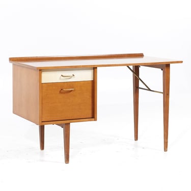Milo Baughman for Murray Mid Century Maple and Brass Desk - mcm 