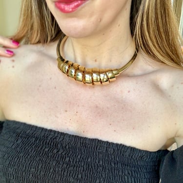 90s Gold Plate Coil Statement Necklace