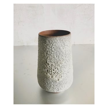 SHIPS NOW- Tall Ceramic Cylander Vase with White Matte Lava Glaze by Sara Paloma Pottery 