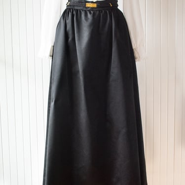 Vintage Valentino Black Satin Maxi Skirt 28" Waist