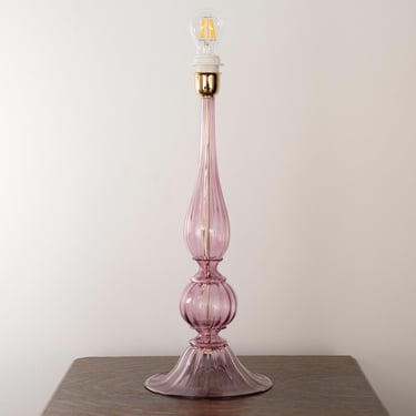 Murano glass table lamp amethyst color, handmade Made in Italy Venetian design lighting 