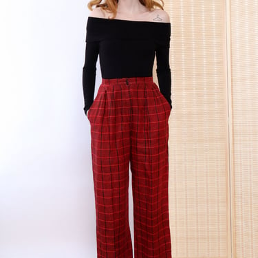 Givenchy Red Plaid Trousers XS