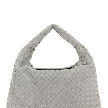 Bottega Veneta Woman Grey Suede Small Hop Shoulder Bag