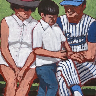 RESERVED- Family #30 - Original Acrylic Painting on Canvas 12 x 16, michael van, baseball 