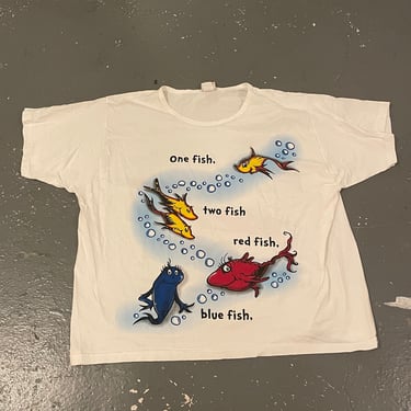 Size XL Vintage 90s Dr Seuss Graphic Short Sleeve T Shirt Women’s White Cartoon Poem 