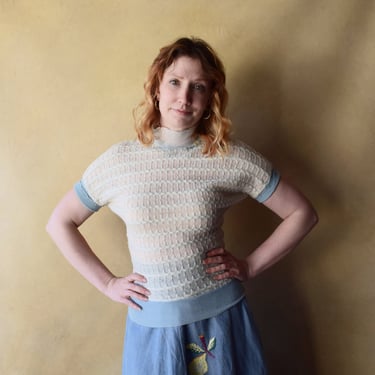 1940s 1950s knit top . vintage sweater . size xs small medium 