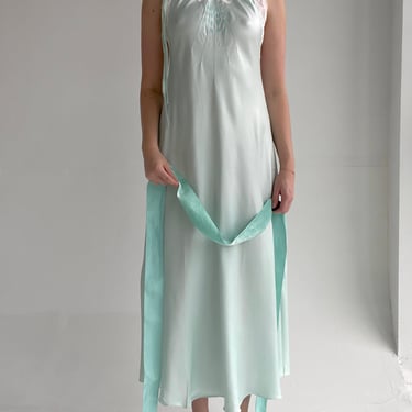 1930's Aqua Silk Dress