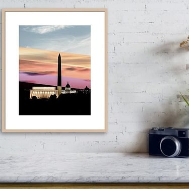 Skyline Print, Travel Photography, Washington DC Photo, Lincoln Memorial, Sunrise Wall Art Print, Washington DC Print, Timeslice Wall Art 