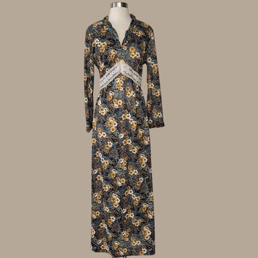 Vintage 1970s Sears Maxi Dress, 70s Floral Maxi Dress, Vintage Maxi Dress 