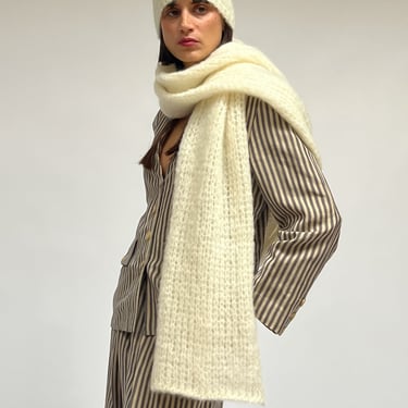 Cocobello Mohair Knit Scarf in Natural