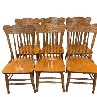 6 Vintage Amish Dutch Pressback Side Dining Chairs EK221-193