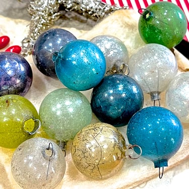 VINTAGE: 13pcs - Old Small Mercury Glass Ornaments - Christmas Bulbs - Holiday Ornaments - Decorations - Crafts - SKU 00034568 