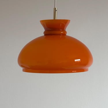 Vintage Opal Glass Pendant Lamp / Orange Glass Ceiling Lamp / MCM Pendant Lamp / Mid Century Modern Pendant Lamp / 70s Lamp 