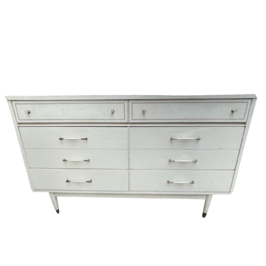 Mcm White and Gold Painted Dresser