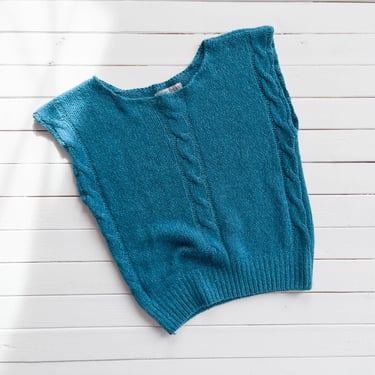 blue sweater vest | 80s vintage turquoise silk angora lambswool soft fuzzy short sleeveless sweater 