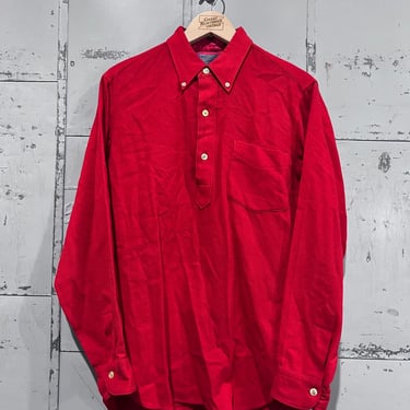 80s, size 15.5 Henley pullover Red wool Pendleton shirt 