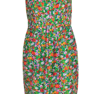 Shoshanna - Green & Multicolor Floral Print Strapless Mini Dress Sz 8