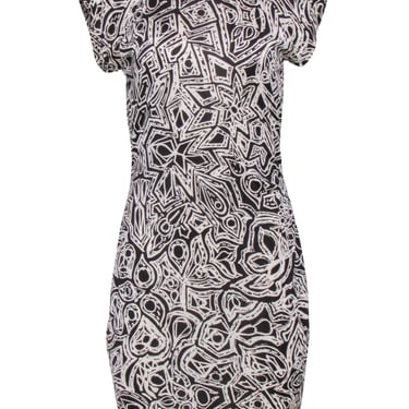 Diane von Furstenberg - Brown & Cream Print Short Sleeve Dress Sz 10