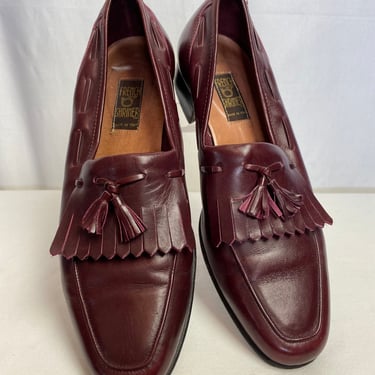 Vintage Italian leather shoes  tassels fringed slip on oxfords French Shriners Men’s size 8/ women’s size 8 M unisex androgynous 