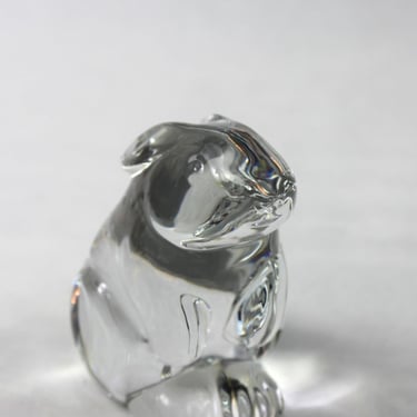 Baccarat Crystal Bunny Rabbit Ears Down Paperweight Figurine France 