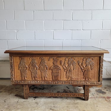 Early 1900s Carved Mayan Revival Desk