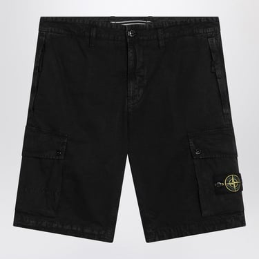 Stone Island Black Cotton Cargo Bermuda Shorts Men