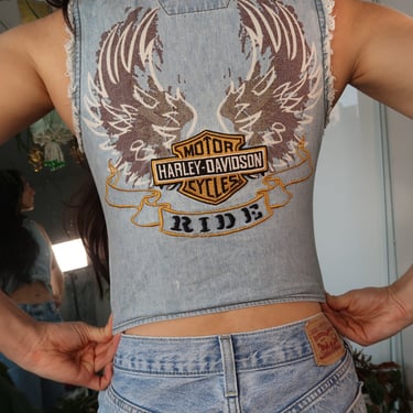 Vintage 2000s Harley Davidson Denim Vest