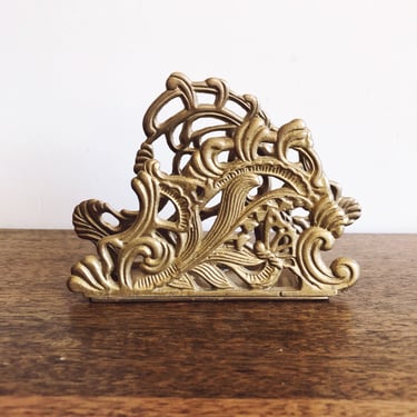 Vintage Taiwan Brass Napkin / Letter Holder 