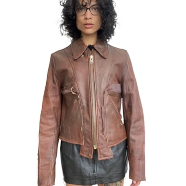 1/1 SMV POCKET JACKET IN RED BROWN LEATHER