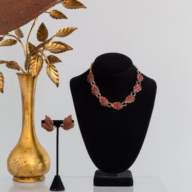Vintage Lisner Leaf Necklace & Earring Set