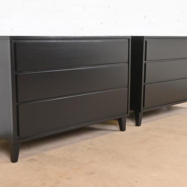 Russel Wright for Conant Ball American Modern Black Lacquered Dresser Chests, Newly Refinished