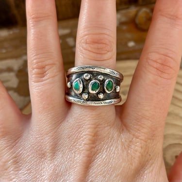 A. BEGAY VINTAGE Turquoise and Sterling Silver Mens Ring | Unique Shape Ring | Navajo, Native American | Southwestern Jewelry | Size 10 1/2 