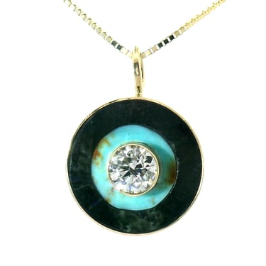 The Virgo Bullseye Necklace - Black Jade & Kingman Turquoise