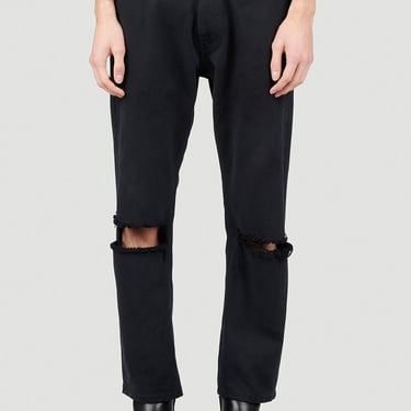 Balenciaga Men Buckle Busted Knee Jeans